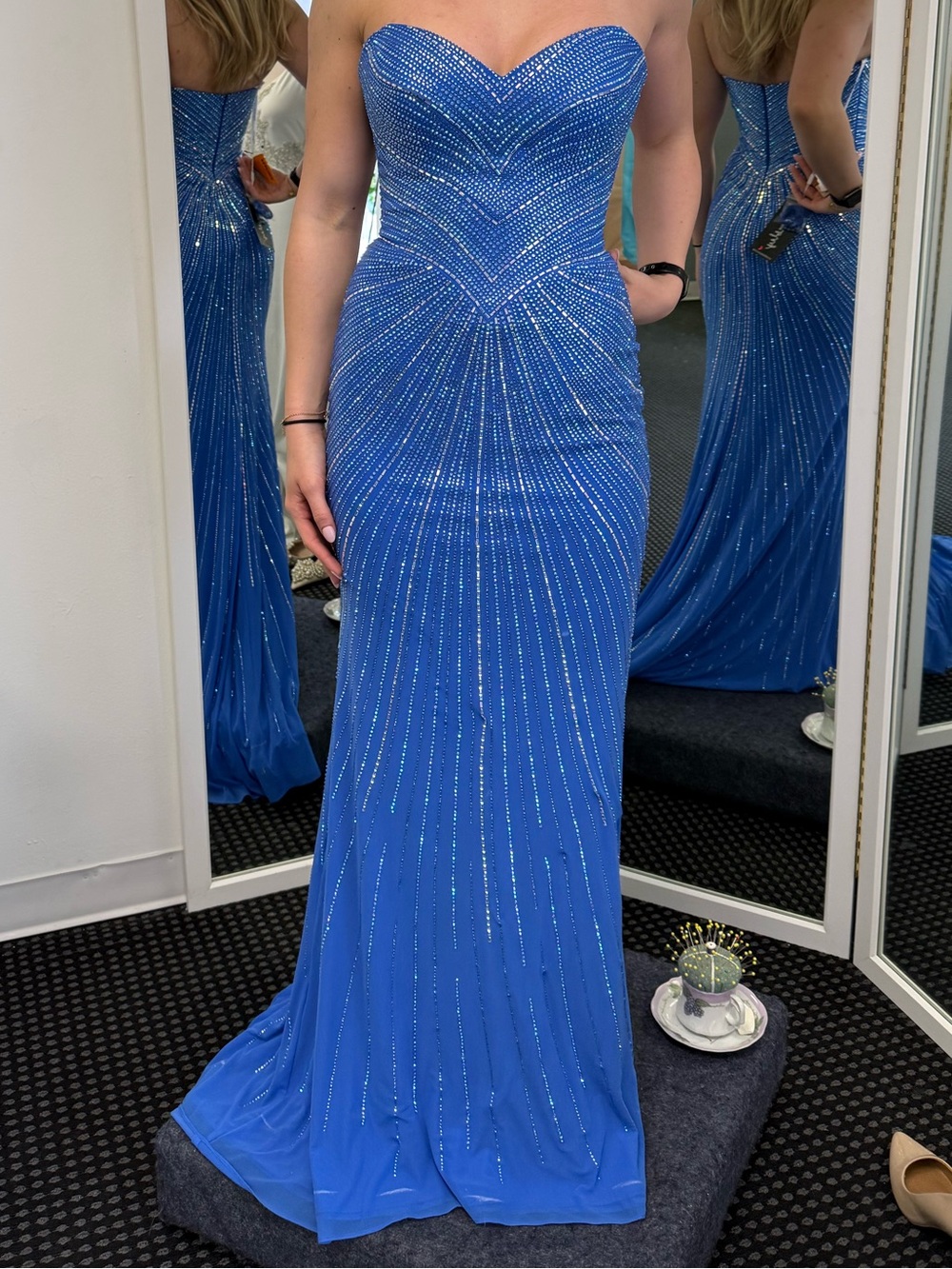 Strapless Prom Dress in Ocean Blue (Size 2)
